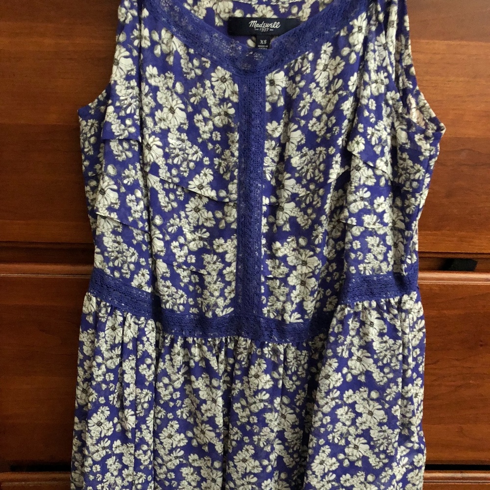 100% Silk Madewell Floral Semi-Sheer Peplum Top